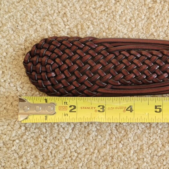 Dark Brown Leather Woven Braided Wide Western Rockabilly Belt NEW - Picture 9 of 12